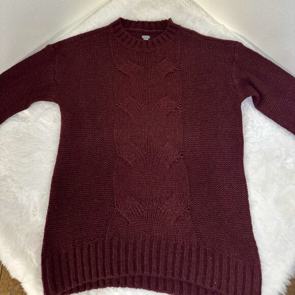 AERIE Sweaters - Aerie Women’s Burgundy Cable-Knit Sweater